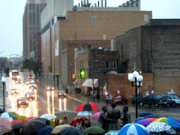 “Convergence of Purpose” unveiling, looking south from the Bloomington Center for the Performing Arts, October 23, 2010